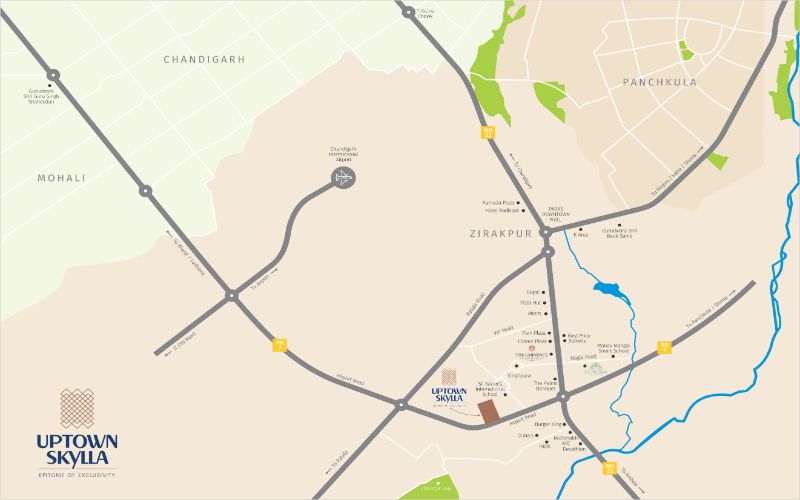 uptown-skylla-zirakpur-location-map